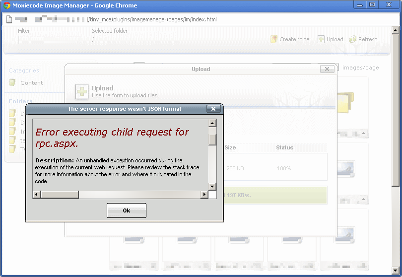 Error executing child request for rpc.aspx